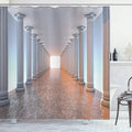 Ambesonne Vintage Shower Curtain, Corridor with Columns Marble Floor Old Library Classic Government Buildings Vintage Deco, Cloth Fabric Bathroom Decor Set with Hooks, 69" W x 70" L, Amber