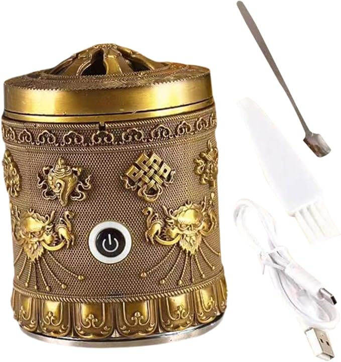 Generic Alloy Incense Burner Incense Holder Quick Heating Portable New Year Gift Decor Accessories Ornament for Bedroom Tea Table, Bronze