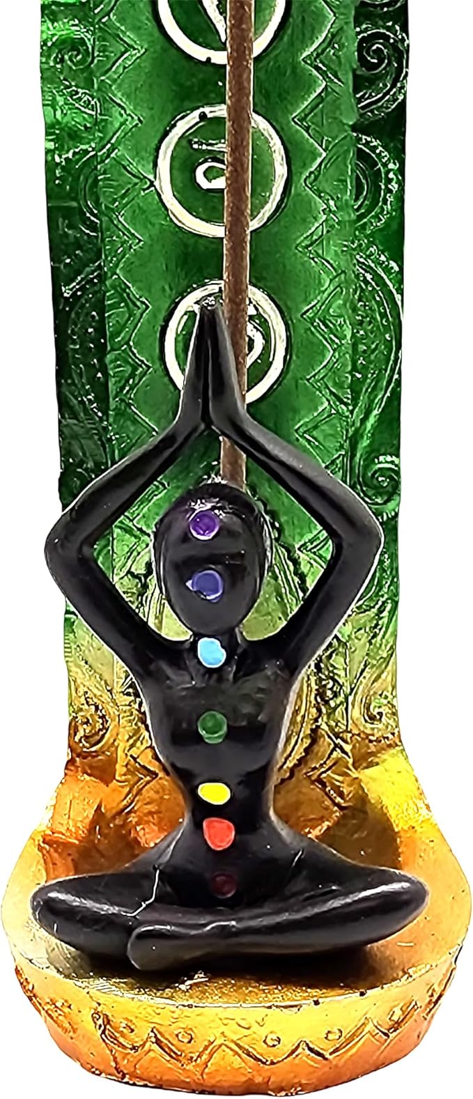 Yoga Goddess Seated Mountain Pose Chakra Incense Burner 9.5" Multicolor Handcrafted Resin Holder Seven for Meditation, Yoga, Aromatherapy, Energy Healing, Spiritual Décor & Wellness Rituals