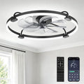 LEDIARY Ceiling Fans with Lights and Remote, Low Profile fan Light, Black | 24 Inch 3000K-6000K Stepless Dimmable Fandelier, Reversible DC Motor, Remote and APP Control, Bedroom Kitchen Living Room