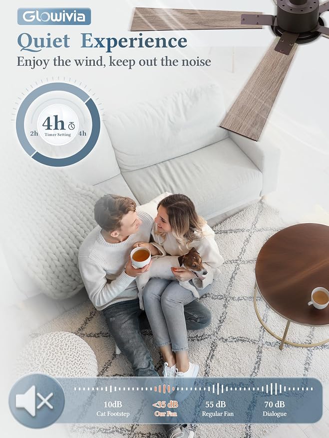 52 Inch Ceiling Fans with Lights and Remote&APP Control, Bronze Smart Ceiling Fan with 3000-6000K Dimmable, 6 Speeds Quiet Reversible Motor, Indoor/Outdoor Ceiling Fan for Bedroom Living Room