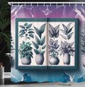 Ambesonne Botanical Shower Curtain, Nature Leaves Illustration with Marble Print Back Indigo Tone Dream, Cloth Fabric Bathroom Decor Set with Hooks, 69" W x 84" L, Violet White Petrol Blue