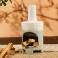 MOUGIGI Handmade Ceramic Palo Santo Holder Burner - Mini Chiminea Incense Dish for Palo Santo Sticks & Sage -Cone Burner Elegant Design for Energy Cleansing, Yoga, Meditation & Aromatherapy Idea