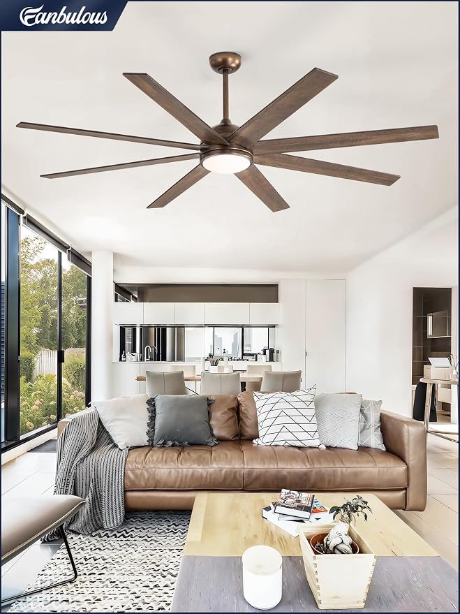 Fanbulous Ceiling Fans with Lights, 72 inch Large Ceiling Fan with Light and Remote, Outdoor Bronze Ceiling Fan for Living Room Patio, 6 Speeds, Reversible Quiet DC Motor, 3 CCT, Bi-color 8 Blades