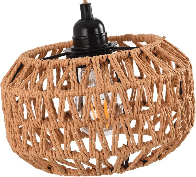 Plug in Wall Sconce,Farmhouse Wicker Wall Lamp Plug in,Hand Woven Rattan Wall Light Farmhouse Rustic Boho Sconces Wall Lighting for Living Room Bedroom