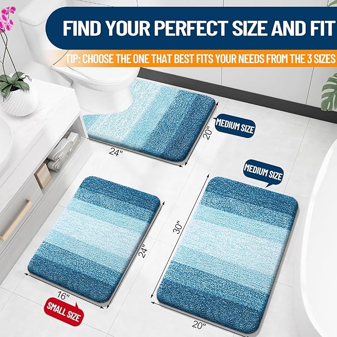 OLANLY Large Bathroom Rugs Mat 40x24, Extra Soft Absorbent Microfiber Bath Rugs, Rubber Backing, Quick Dry, Washable Bath Mats for Bathroom Floor, Tub and Shower, Home Decor Accessories, Peacock Blue