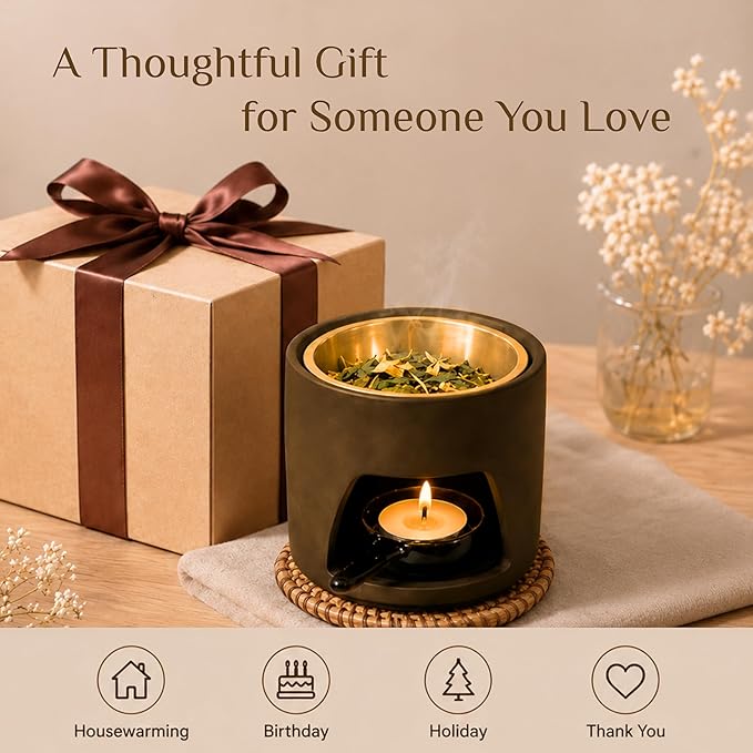 5 in 1 Incense Diffuser & Holder Set, Ceramic Aromatherapy Burner for Incense Sticks and Dried Herbs, Multi-Use Wax Warmer for Bedtime Calm, Yoga, Meditation, Home and Office
