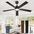 52 Inch Ceiling Fan with Lights and Remote, Smart APP Control, Dimmable with All-Setting Memory, Quiet DC Motor Reversible Blades, Damp Rated Modern Ceiling Fan for Bedroom Patio Living Room