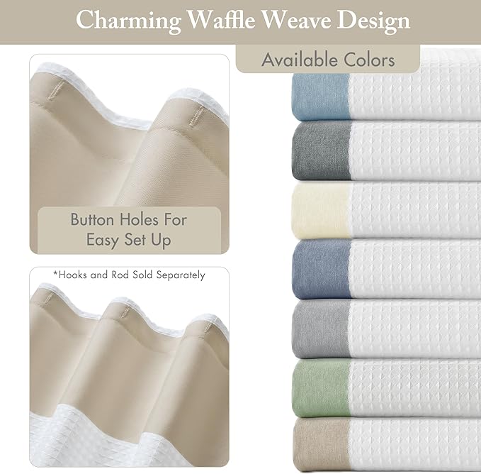 Madison Park Shower Curtain Spa Waffle Weave Long Shower Curtain for Bathroom 3M Scotchgard Moisture Management, Spa Quality Modern Shower Curtains for Bathroom, Long 72x78 Taupe