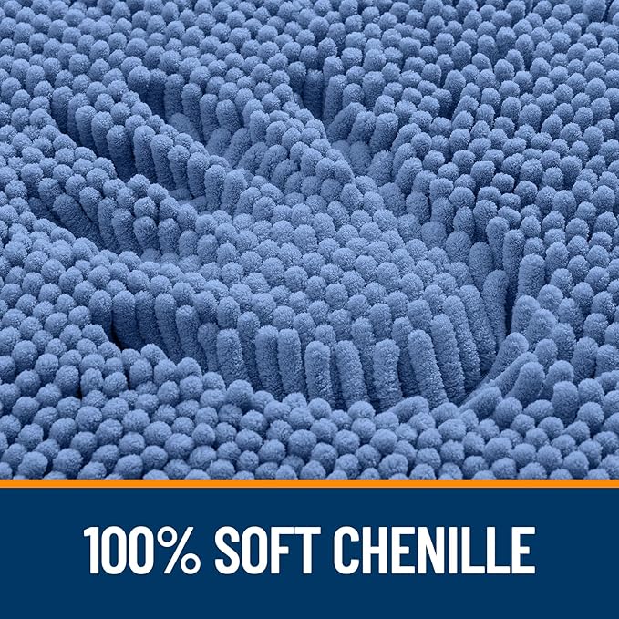 OLANLY Small Bathroom Rugs 24x16, Soft Absorbent Chenille Bath Rugs, Rubber Backing Quick Dry, Machine Washable Bath Mats for Bathroom Floor, Tub and Shower, Home Decor Accessories, Cornflower Blue