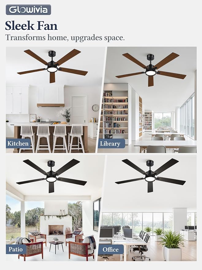 60 Inch Ceiling Fan with Lights and Remote,Smart APP Control | Dimmable LED,3CCT,Smart Memory Function,Quiet DC Motor,Dual-Finish Reversible Blades,Damp Rated,6 Adjustable Speeds,Timer
