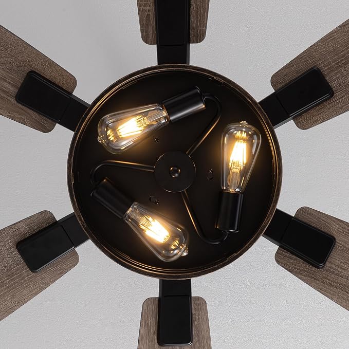 LuminFan 60 Inch Ceiling Fans with Lights and Remote Control, Farmhouse Ceiling Fan for Bedroom Living Room and Patio, Retro Black Caged Ceiling Fan for Indoor and Outdoor
