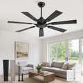 ZMISHIBO 52“ Ceiling Fans No Light with Remote, Black Modern Ceiling Fan Without Light, Quiet Reversible DC Motor, 6 Speeds, 7 Blades Indoor/Outdoor Ceiling Fan for Living Room Bedroom Patio Garage
