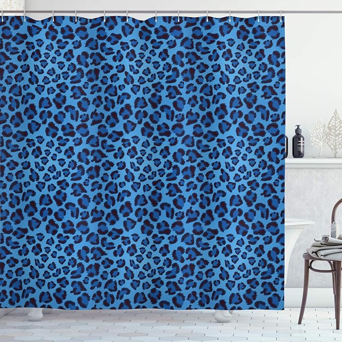 Ambesonne Animal Print Shower Curtain, Leopard Skin Animal Print Design Creative Contemporary Artwork, Cloth Fabric Bathroom Decor Set with Hooks, 69" W x 70" L, Aqua