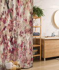 Ambesonne Antique Stall Shower Curtain, Grungy Effect Cherry Blossoms on Retro Background Floral Art Work Nostalgia, Fabric Bathroom Decor Set with Hooks, 36" W x 72" L, Beige and Pink