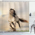Ambesonne Horses Shower Curtain, Wild Young Stallion Horse Running at Sunset Male Power Muscular Physique Nobility Photo, Cloth Fabric Bathroom Decor Set with Hooks, 69" W x 75" L, Beige