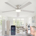 ZMISHIBO 60 Inch Flush Mount Ceiling Fan with Light, Remote&APP, Nickel | 6-Speed Quiet DC Motor, Dimmable 24W LED with 3CCT (3000K-6500K), Modern Low Profile for Living Room, Bedroom, Kitchen