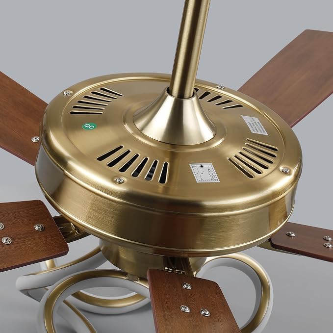 52 Inch Gold Ceiling Fans with Lights and Remote/APP, RGB Color Changing LED Lighting Ceiling Fan, Modern Indoor Luxury White and Gold Ceiling Fan for Living Room, Bedroom, 3CCT, 6 Speeds
