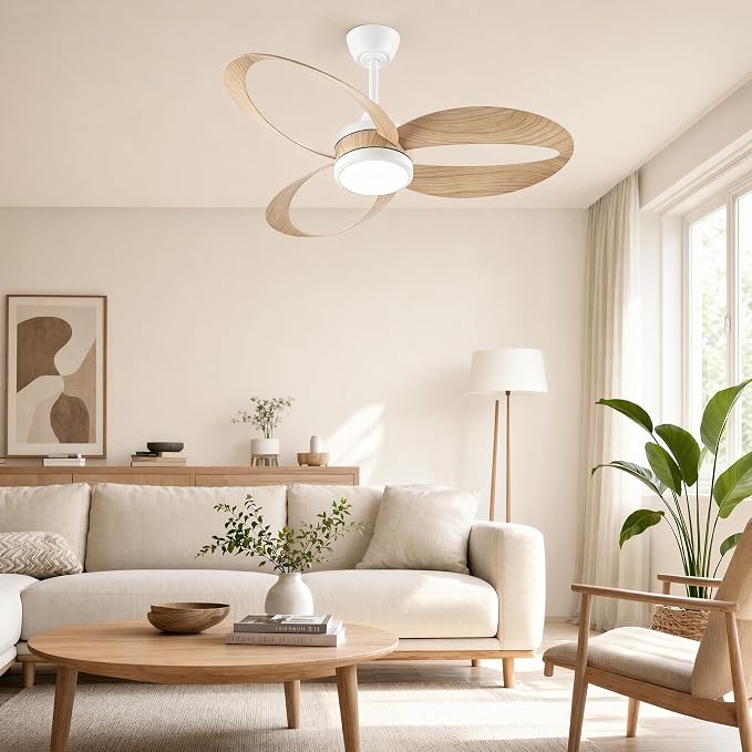 42 Inch Low Profile Ceiling Fan with Light | Quiet DC Motor, Remote Control, 3‑Color Dimmable LED, Reversible Airflow – Ideal for Bedroom, Living Room, Kitchen