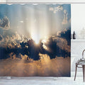 Ambesonne Landscape Shower Curtain, Sundown Through The Dark Clouds Summer Twilight Overcast Sky Scenic, Cloth Fabric Bathroom Decor Set with Hooks, 69" W x 84" L, Orange Night