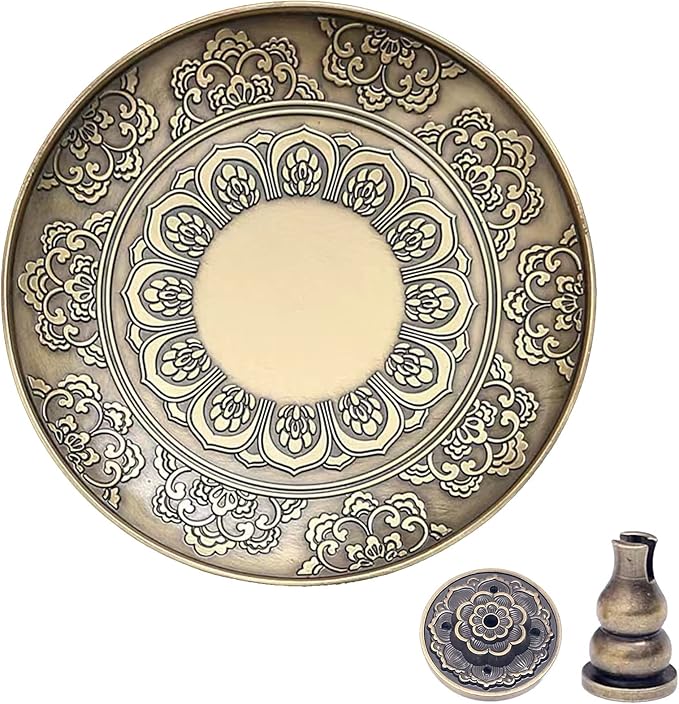 Brass Plate Incense Holder Set- 3 in 1 Incense Burner - for Smudging Bowl, Offering Bowl, Incense Burner Holder, Ash Catcher,Jewelry Dish