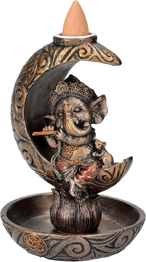 Pacific Giftware Ganesha Backflow Incense Holder with Celestial Design