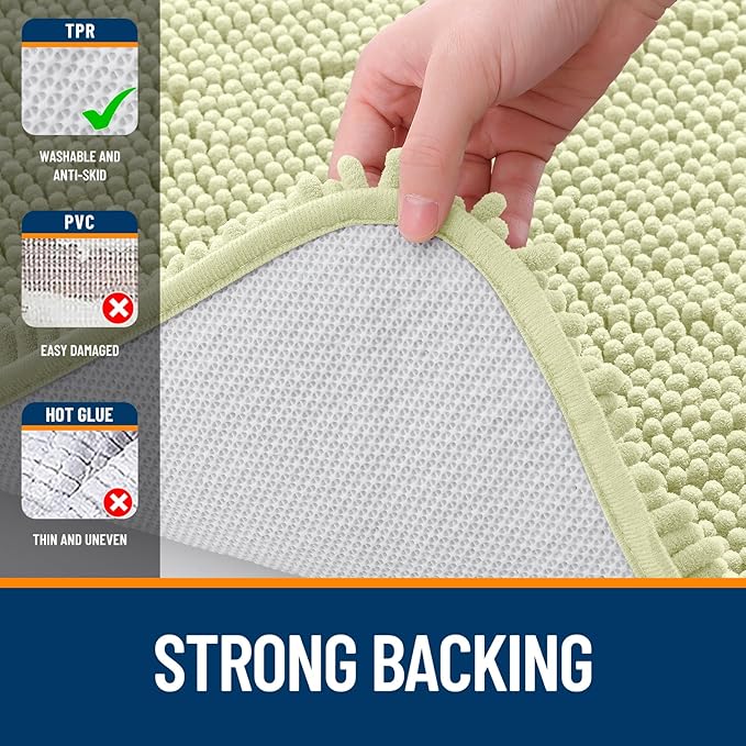 OLANLY Large Bathroom Rugs 40x24, Extra Soft Absorbent Chenille Bath Rugs, Rubber Backing Quick Dry, Machine Washable Bath Mats for Bathroom Floor, Tub and Shower, Home Decor Accessories, Vanilla