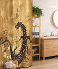 Ambesonne Dragon Stall Shower Curtain, Reptile Dragon Grunge Floral Ornate Retro Image, Fabric Bathroom Decor Set with Hooks, 36" W x 72" L, Pale Caramel Sand Brown
