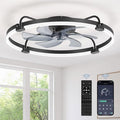 LEDIARY 26" Ceiling Fans with Lights and Remote, Low Profile Led Fan Light | Stepless Dimmable Fandelier, 6 Wind Speeds, Remote and APP Control, Flush Mount Ceiling Fan for Bedroom, Living Room, Black