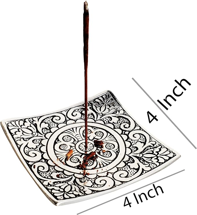 Pure Source India Aluminum Agarbatti Stand, Hand Carved Rust Proof (4 Inch x 4 Inch)