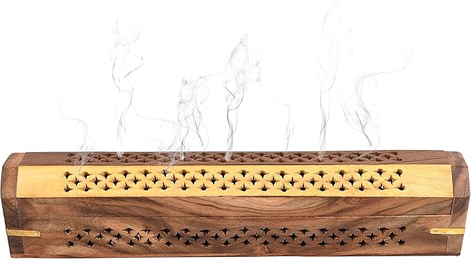 Incense Garden - Incense Stick Holder - Coffin Style - Wood Incense Stick Burner - Handcarved (Two Tone) (Pack of 2)