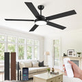 ZMISHIBO 60 Inch Ceiling Fans with Lights, Smart Remote/APP Control, Modern Ceiling Fan with 6 Speeds & 3CCT, Dimmable 30W LED, Quiet DC Motor, Noiseless for Living Room, Bedroom, Kitchen, Black