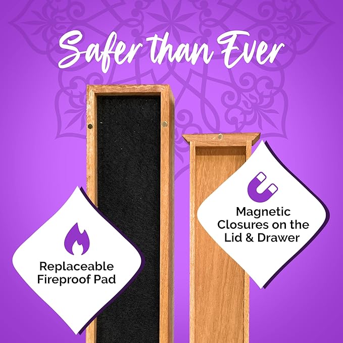 Bamboo Ash Catcher & Incense Burner Holder, Wooden Incense Holder for Incense Sticks with Storage Drawer, OneSoul Collection