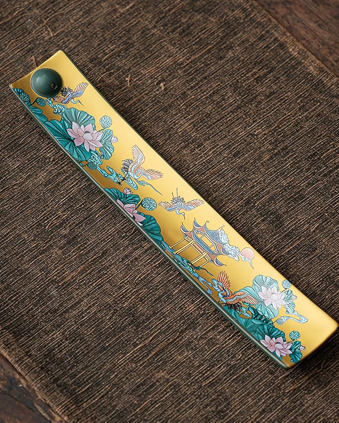 Chinese Incense Stick Holder with Ash Catcher - Ceramic Incense Burner with Ancient Painting, for Zen Meditation, Home Decor & Gift
