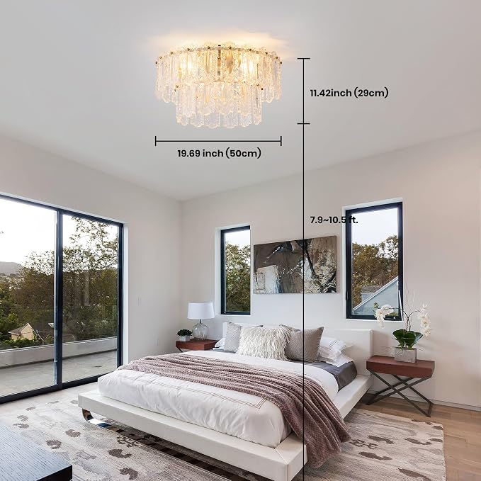 Crystal Caged Ceiling Fan with Light Flush Mount, 20inch Crystals Ceiling Fan with Light and Remote,Gold Crystal Fandelier Ceilings Fans with Lights for Bedroom,Nursery, Foyer
