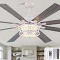 72 in Farmhouse Ceiling Fan with Lights Large Rustic Ceiling Fan | Retro White Caged Fandelier, Industrial Chandelier Light with Remote for Living Room Indoor, Reversible DC Motor 6 Speeds