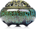 Incense Burner with Calabash Incense Stick Holder - Porcelain Charcoal Censer for Use with Resin Granular Powder Cone or Coil Incense (Kiln-Colored Blue)
