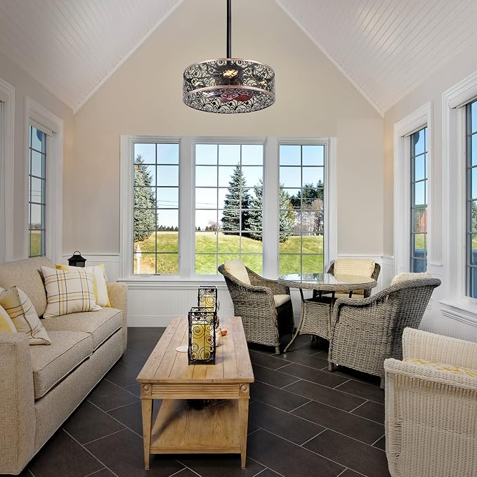 REDSTAR Ceiling Fans with Lights-Small Farmhouse Ceiling Fan with Light and Remote, Industrial Caged Ceiling Fan Light for Living Room, Bedroom, Kitchen