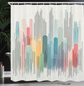 Ambesonne Colorful Shower Curtain, Simple Minimalist Design Abstract Rainbow Tone Stripes of Modern Joy, Cloth Fabric Bathroom Decor Set with Hooks, 69" W x 84" L, Multicolor White Grey