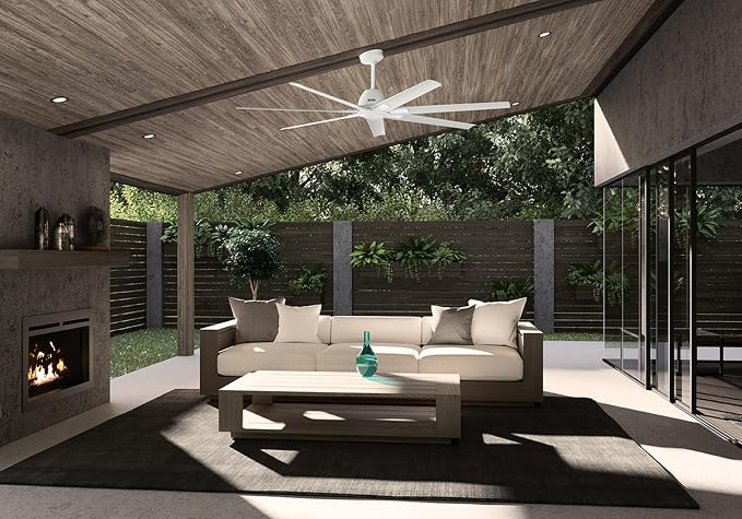 Hunter Downtown Indoor/Outdoor Ceiling Fan, Wall Control (Matte White, 72 inch)