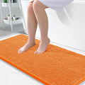 OLANLY Bathroom Runner Rugs 47x24, Extra Soft Absorbent Chenille Bath Rugs, Rubber Backing Quick Dry, Machine Washable Long Bath Mats for Bathroom Floor, Tub and Shower, Home Decor Accessories, Orange