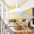 52 Inch White Ceiling Fan No Light, 3 Blade Wood Outdoor Ceiling Fans for Patios Gazebo Porch Living Room, Reversible Modern Wet Rated Indoor Ceiling Fan without Lights with Remote