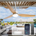 Depuley 52-Inch Ceiling Fans with Lights: Outdoor Waterproof Ceiling Fan for Patios - Plug in Gazebo Fans with Remote Control - Low Profile Outdoor Fan 3 CCT DC Motor for Pergola Porch - Wood Color