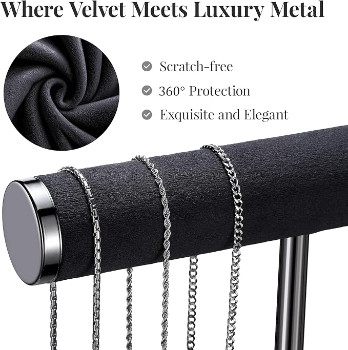 Jewelry Organizer Stand for Necklaces, Bracelets, Earrings, Rings, PB | 3 Tier Velvet Bracelet Holder Display | Jewelry Organizers and Storage | Jewelry Tree | Jewelry Towers