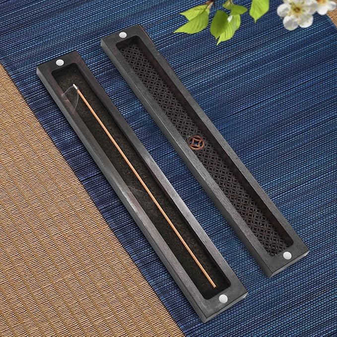 1Pcs Black Wooden Incense Holder Incense Coffin Burner Wood Incense Burner Box Aromatherapy Censer for Home Office B