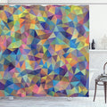 Ambesonne Abstract Shower Curtain, Abstract Colorful Triangles Shapes Ornate Fractal Mosaic Formation Illustrations, Cloth Fabric Bathroom Decor Set with Hooks, 69" W x 70" L, Yellow