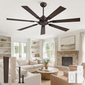 ZMISHIBO 60“ Ceiling Fans No Light with Remote, Bronze Farmhouse Ceiling Fan Without Light, Quiet Reversible DC Motor 6 Speeds, 7 Blades Indoor/Outdoor Ceiling Fan for Living Room Bedroom Patio Garage