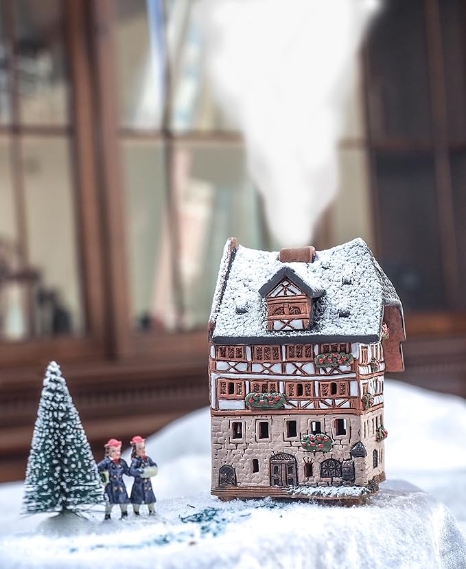 Ceramic Houses and Villages Collection - Handmade House Ceramic Miniature of Historic Dürer's House in Nuremberg, Germany, Winter Edition - Candle, Cone Incense Holder R250