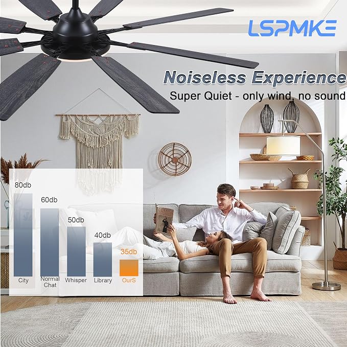 Ceiling Fan With Light & Remote Indoor/Outdoor Use 60 Inch Black | Reversible DC Motor,3CCT, Dimmable, Timer, Noiseless,Ceiling Fan for Bedroom Living Room