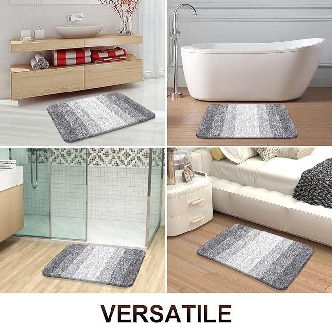 OLANLY Large Bathroom Rugs Mat 50x30, Extra Soft Absorbent Microfiber Bath Rugs, Rubber Backing, Quick Dry, Washable Bath Mats for Bathroom Floor, Tub and Shower, Home Decor Accessories, Light Grey